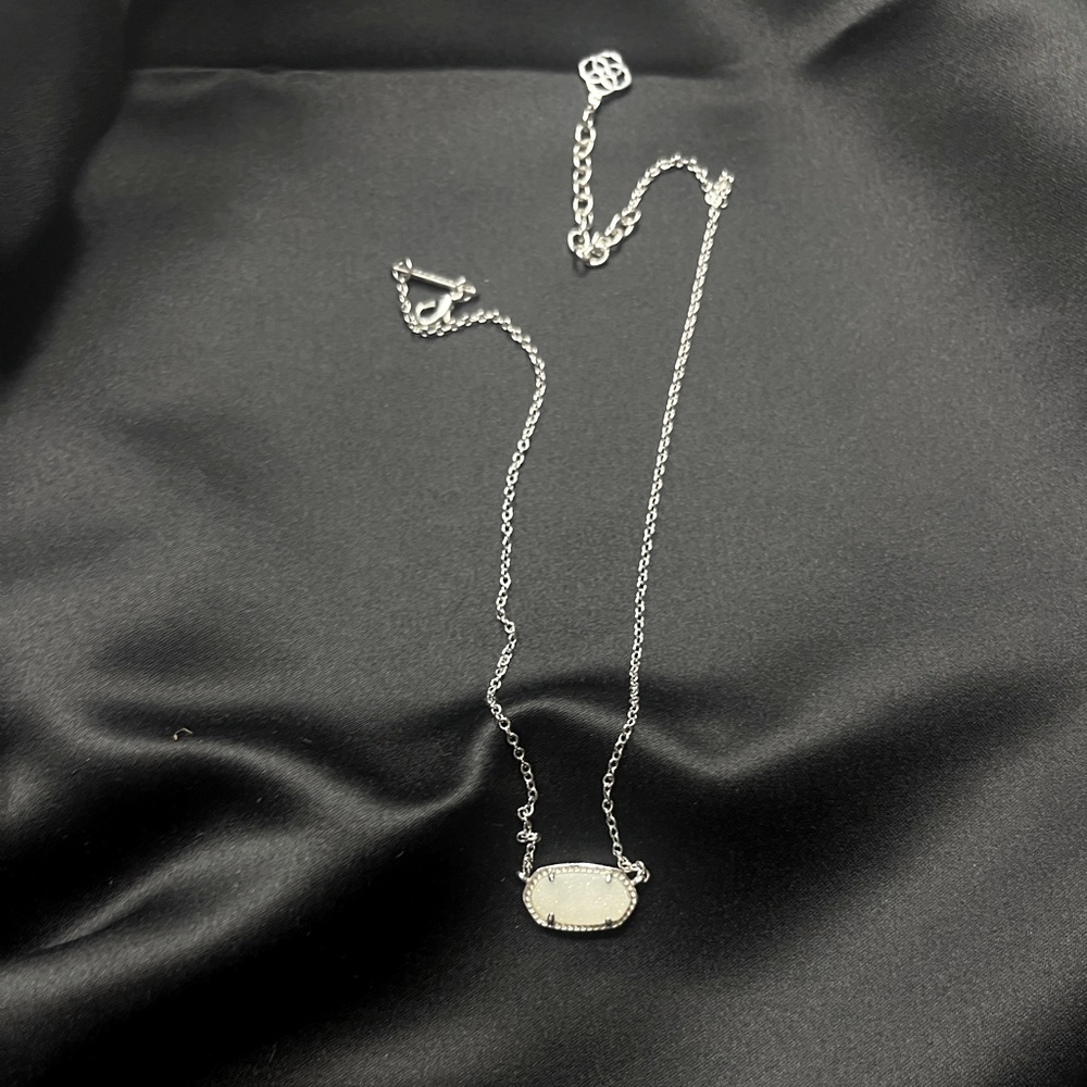 Kendra Scott: Elisa Silver Pendant Necklace in Iridescent Drusy